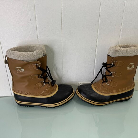 Sorel Waterproof Winter Snow Boots Youth Unisex Size 6 Yoot Pac Tan Brown Kids - Picture 2 of 10